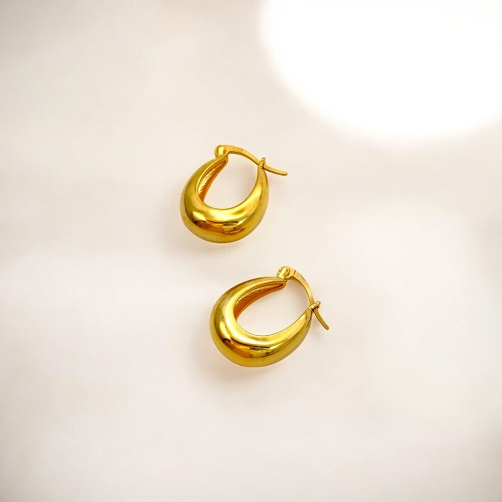 Gold Puffy Hoops - Paris
